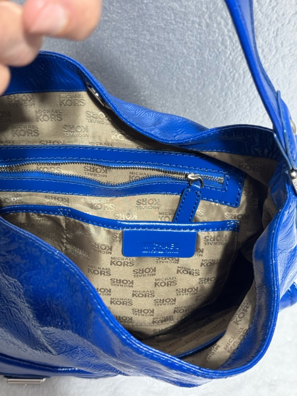 Patent Leather Shoulder Bag in Cobalt Blue - Picture 17 of 17